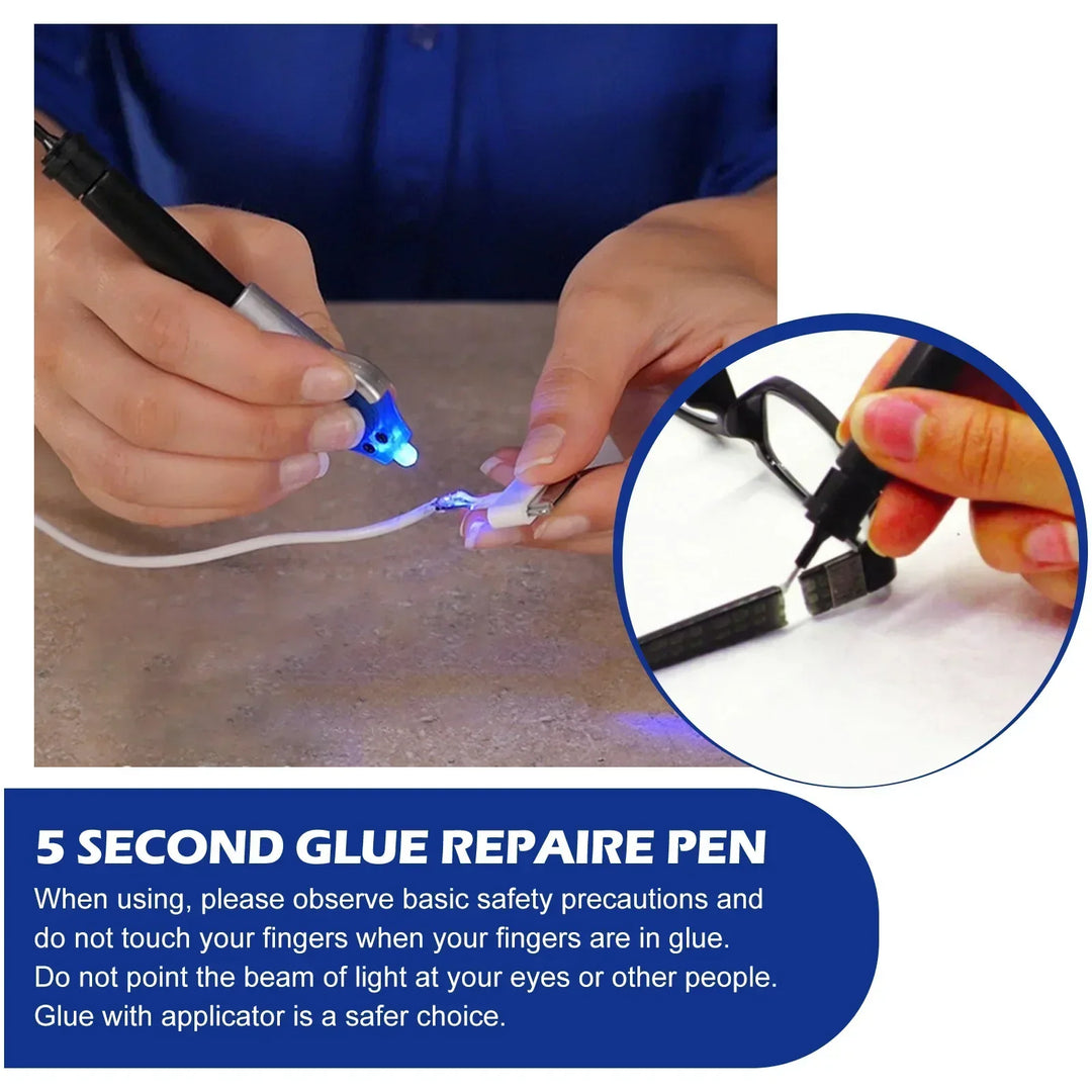 DIY repair pen: UV liquid plastic welding tool for instant fixes. Create strong, transparent bonds on various plastics.