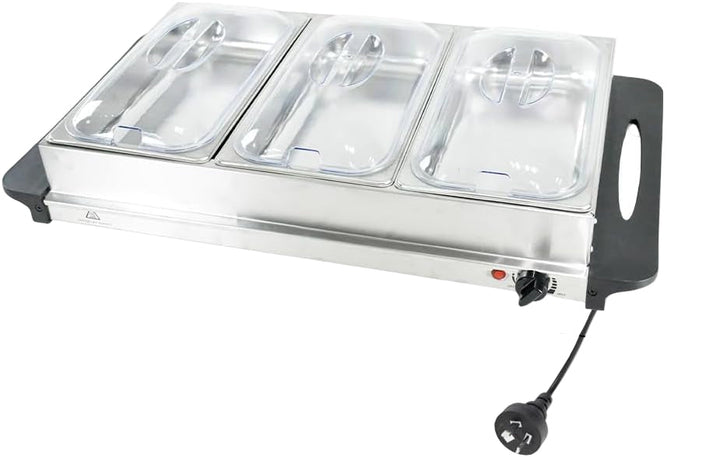 Three-tray electric food warmer, 2.5L capacity each, for buffet & party food serving