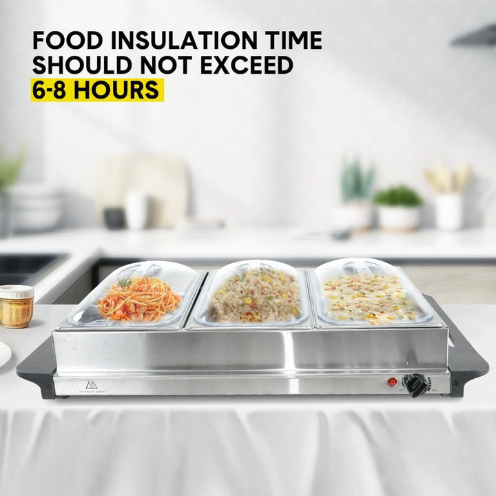 Portable electric buffet server, 3-tray design, great for keeping party food warm