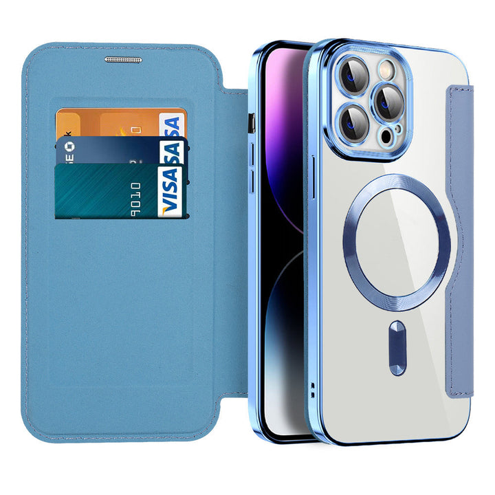 Valtrix magnetic leather case for iPhone, multi-color, RFID security.