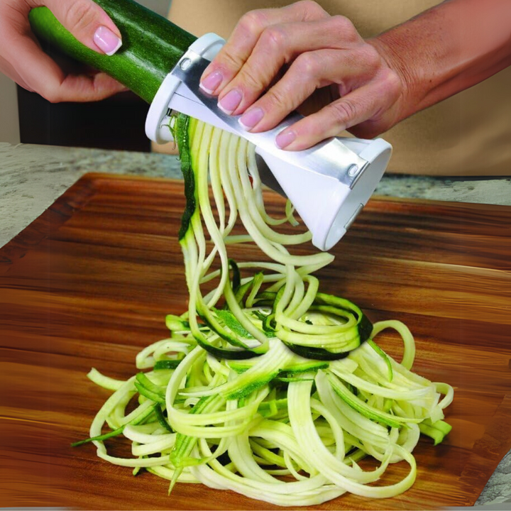 Kitchen spiralizer tool for healthy, low-carb vegetable pasta; easily makes zucchini noodles & veggie spaghetti.