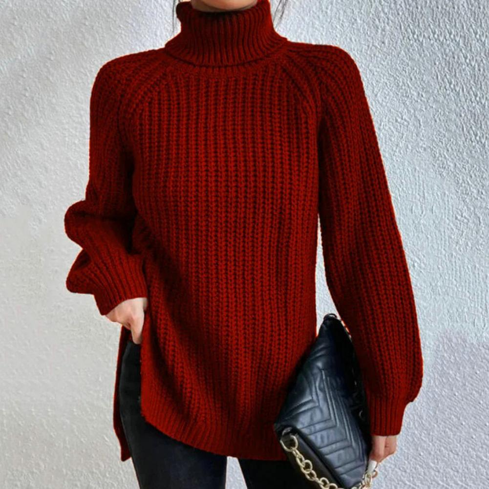 Elegant Velmora women's warm roll neck sweater. Soft knit jumper for comfortable, stylish winter casual wear.