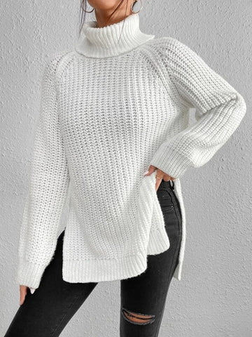 Velmora cozy women's knit sweater. Warm turtleneck jumper, perfect for versatile, stylish winter outfits.