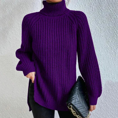 Comfortable Velmora women's roll neck jumper. Warm knit sweater for elegant winter fashion and daily coziness.