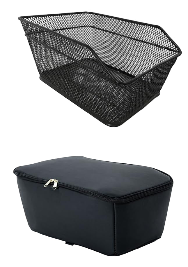 Unisex rear bike basket by Velora, high-visibility, with attached rain cover for all-weather protection