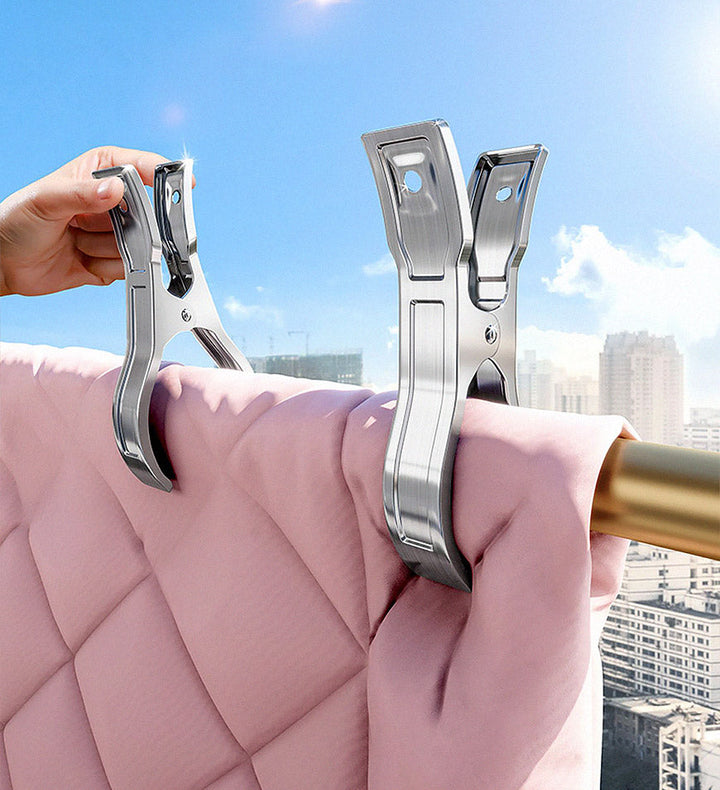 Veltrix extra large stainless steel towel clips with non-slip mat for beach towels, 4-pack
