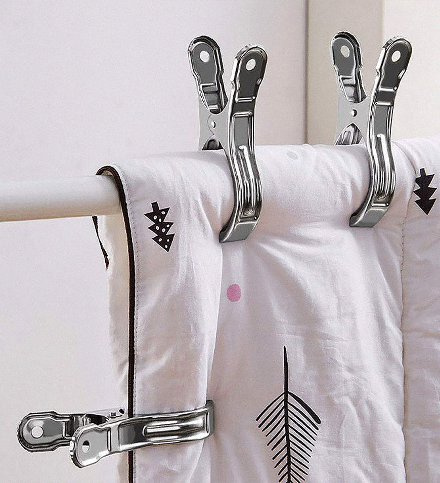 Veltrix stainless steel beach towel clips with strong grip and anti-slip mat for chairs