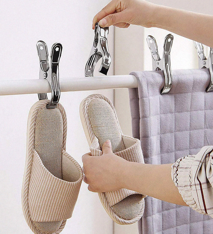 Durable Veltrix stainless steel towel clips, corrosion-resistant for beach and home organization