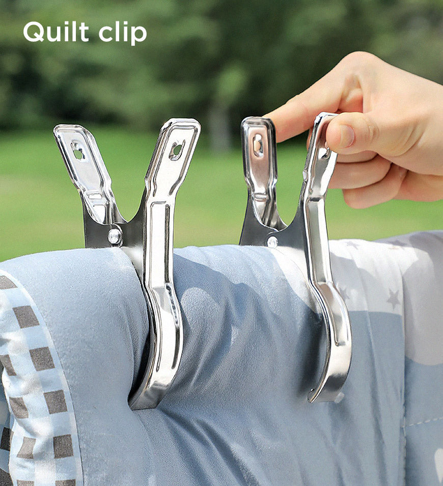 Extra large Veltrix laundry clips, stainless steel with non-slip pads, for heavy towels