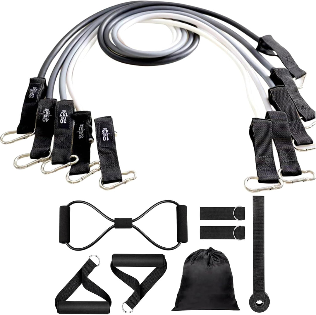 Veltrix Resistance Trainer Bands packed in a carry bag, portable fitness equipment