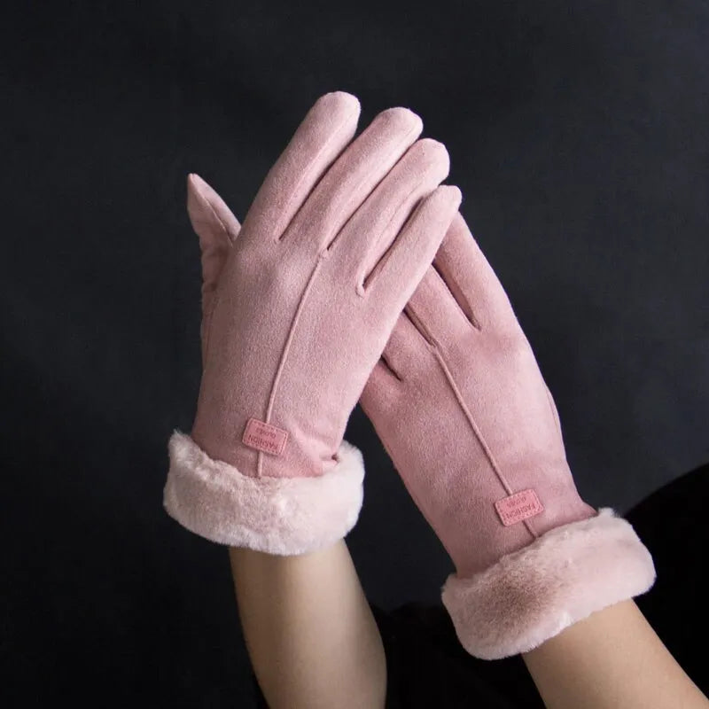 Chic black VelvTouch women's suede gloves, a perfect blend of style and warmth.