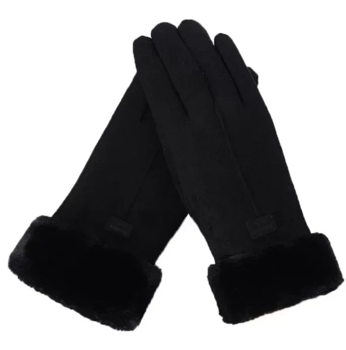 Cozy pink VelvTouch ladies' suede winter gloves, soft and warm.