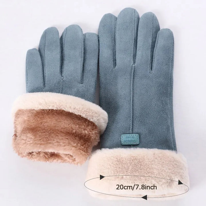 Durable women's suede winter gloves, VelvTouch for warmth and outdoor comfort.