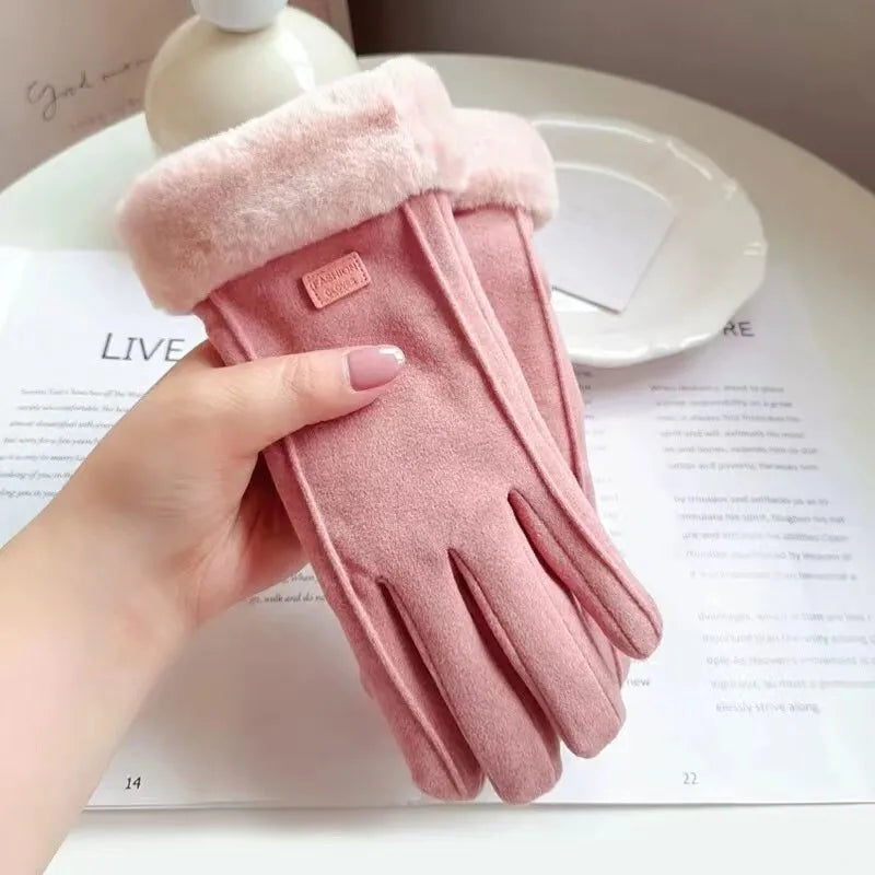Warm VelvTouch suede gloves for women, with convenient touchscreen functionality.