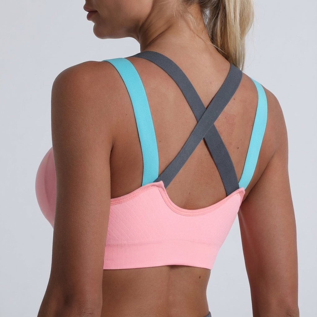 Supportive Veronica women's seamless sports bra top, racerback design for athletic fitness apparel