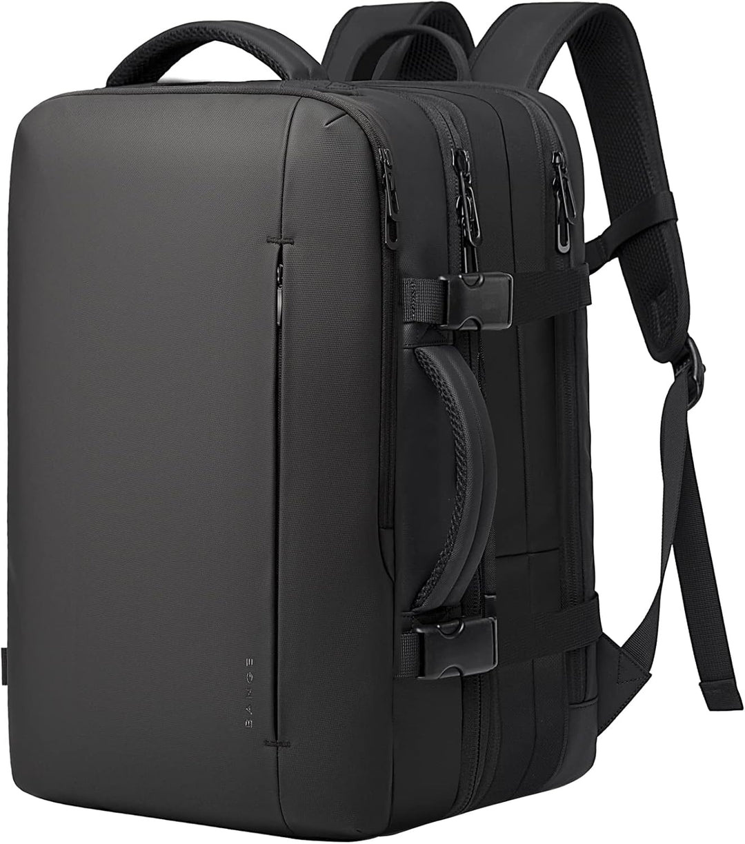 Versatile 45L waterproof travel backpack, bottom view, showing durable base and anti-theft features.