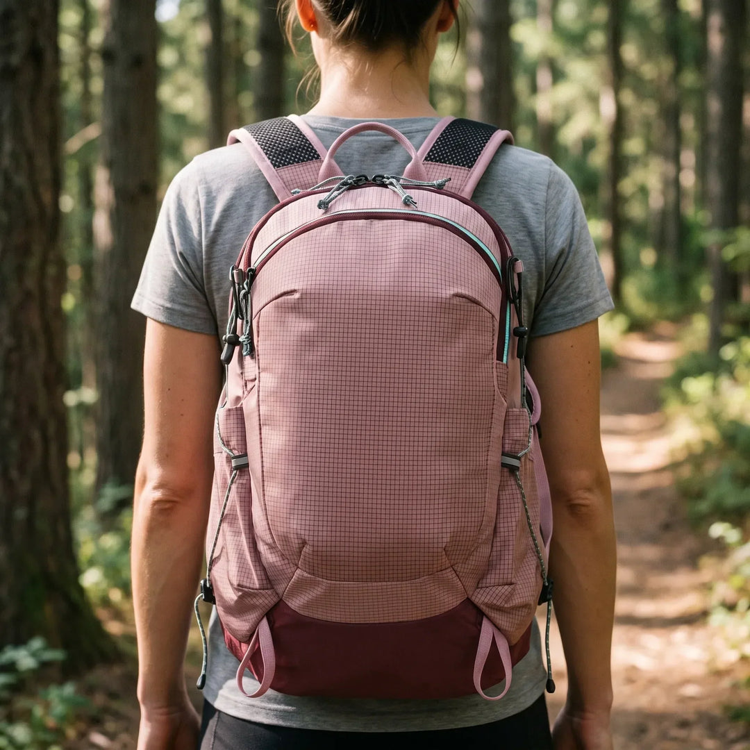 Versatile 5.3-gallon unisex hiking daypack, perfect for comfortable outdoor adventures and trail use.