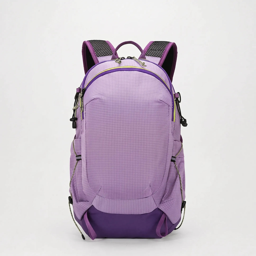 Front view of a versatile 5.3-gallon unisex hiking daypack, excellent for camping, travel, and trail adventures.
