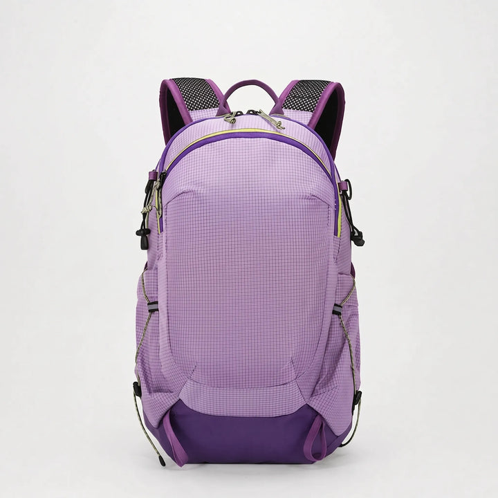 Front view of a versatile 5.3-gallon unisex hiking daypack, excellent for camping, travel, and trail adventures.