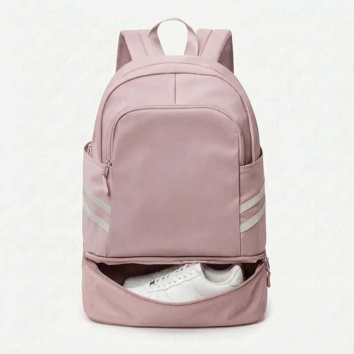 Durable multi-pocket sports backpack, great for gym & daily use. Features side pocket for water bottle or essentials.