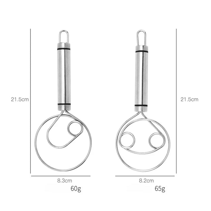 High-quality stainless steel whisk, dishwasher safe, essential for mixing batters and sauces.