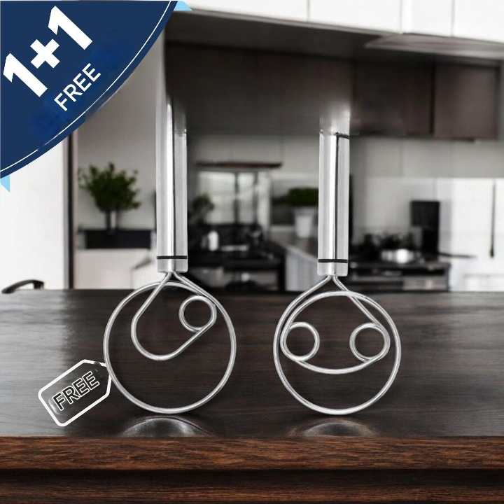 Heavy-duty stainless steel whisk, ideal for everyday baking, cooking, and mixing needs.