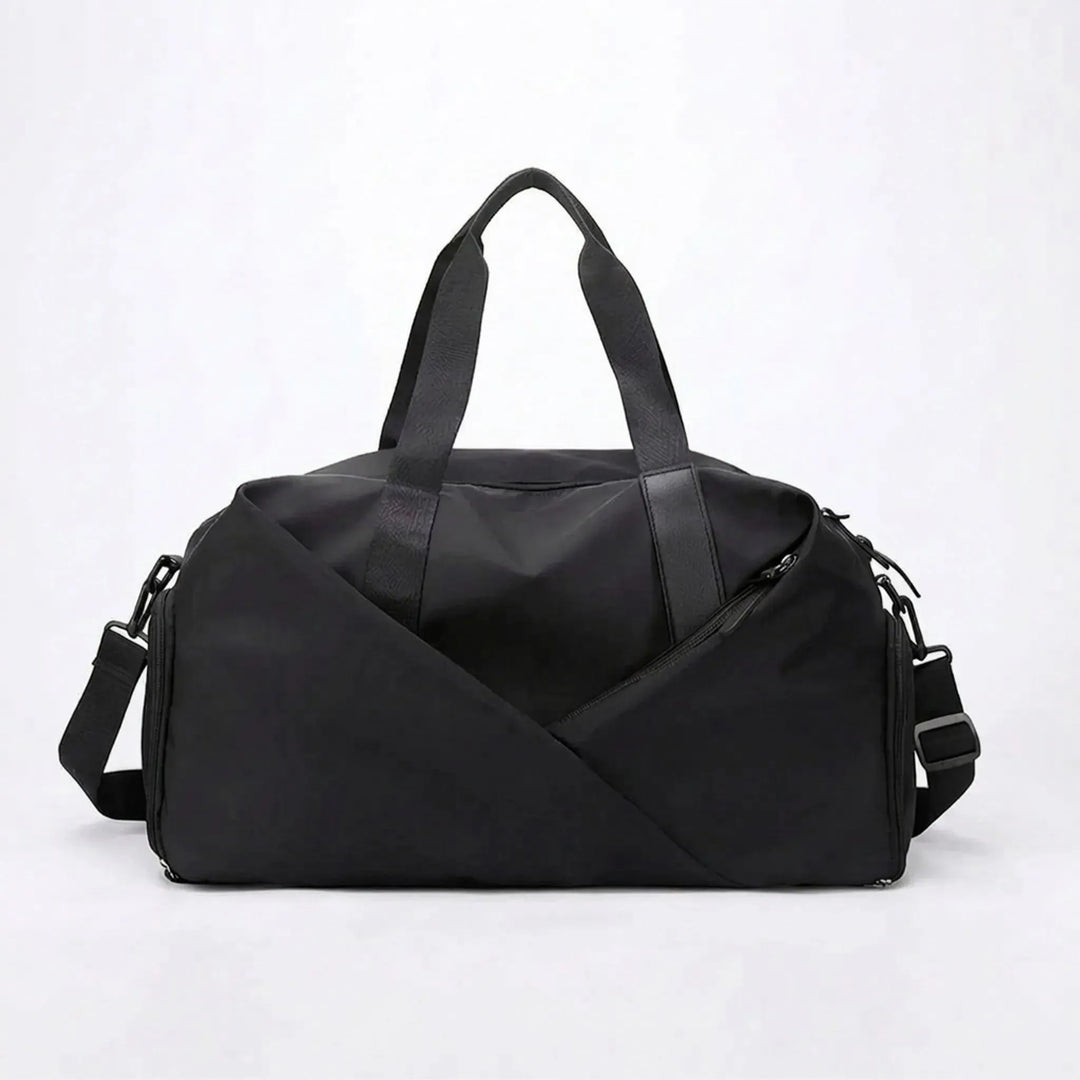 Sleek, modern unisex duffel bag, perfect for gym, sport, or travel. Features a practical shoe compartment.