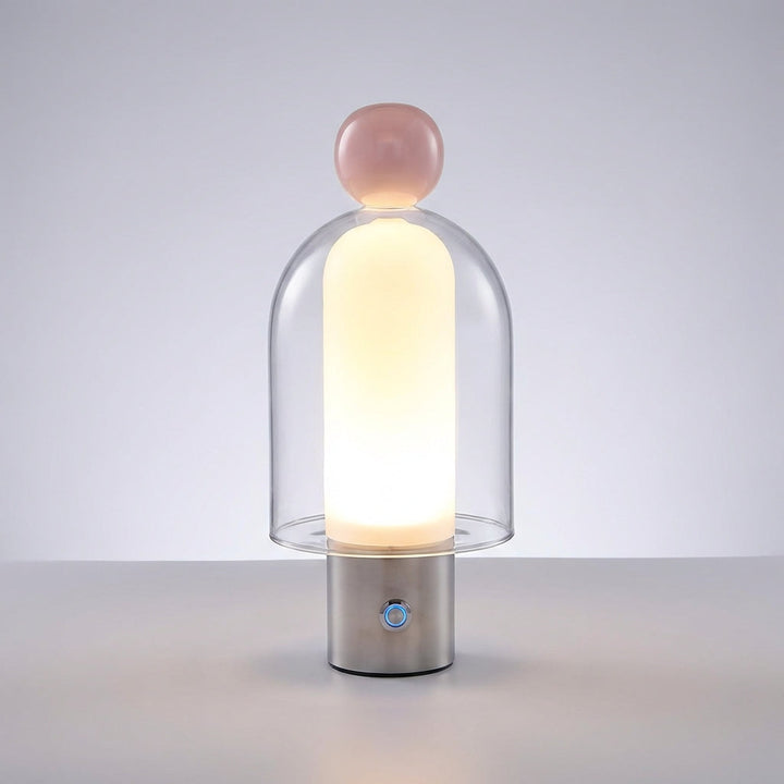Cordless LED glass table lamp by Vesanta, dimmable, perfect for bedroom ambient lighting