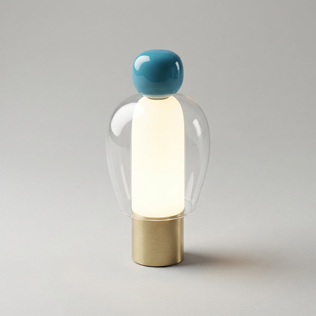 Vesanta modern rechargeable glass lamp, warm LED light creating inviting ambient lighting