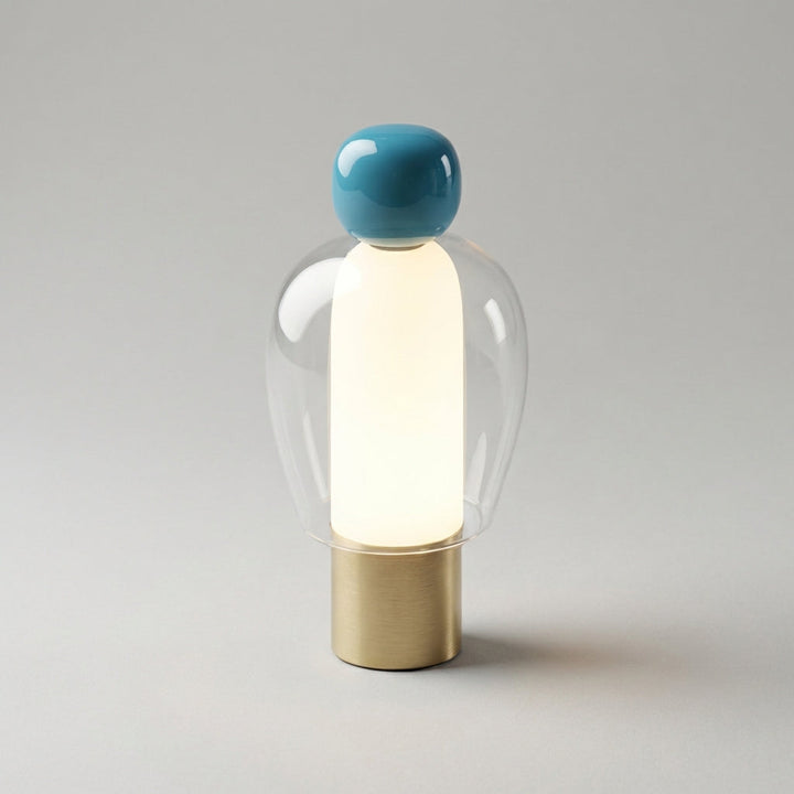 Vesanta modern rechargeable glass lamp, warm LED light creating inviting ambient lighting