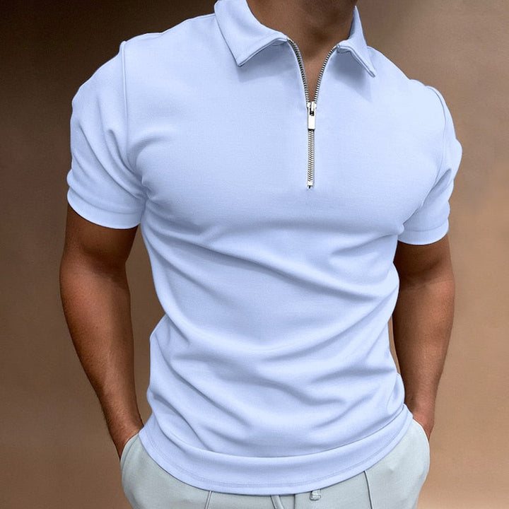 VestoZip™ men's zip polo in a vibrant summer color, perfect for casual wear, breathable material