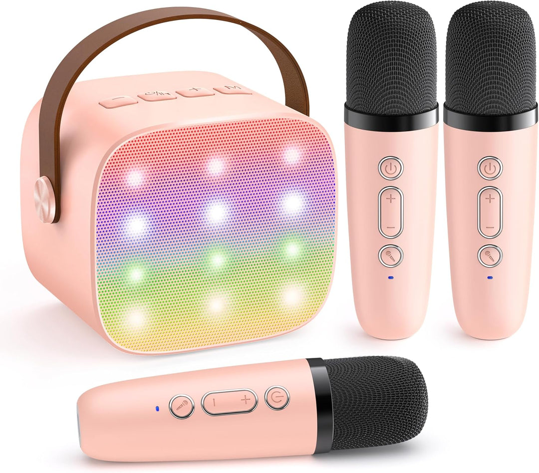 Travel speaker: Veylo portable karaoke with Bluetooth and 2 wireless microphones