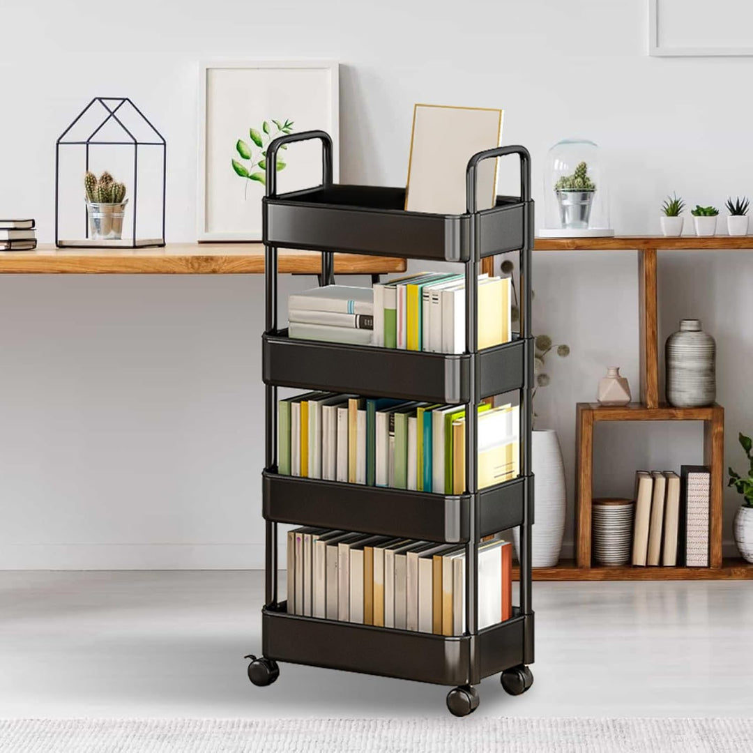 Multi-purpose rolling utility cart, white, ideal for bathroom or craft room storage.