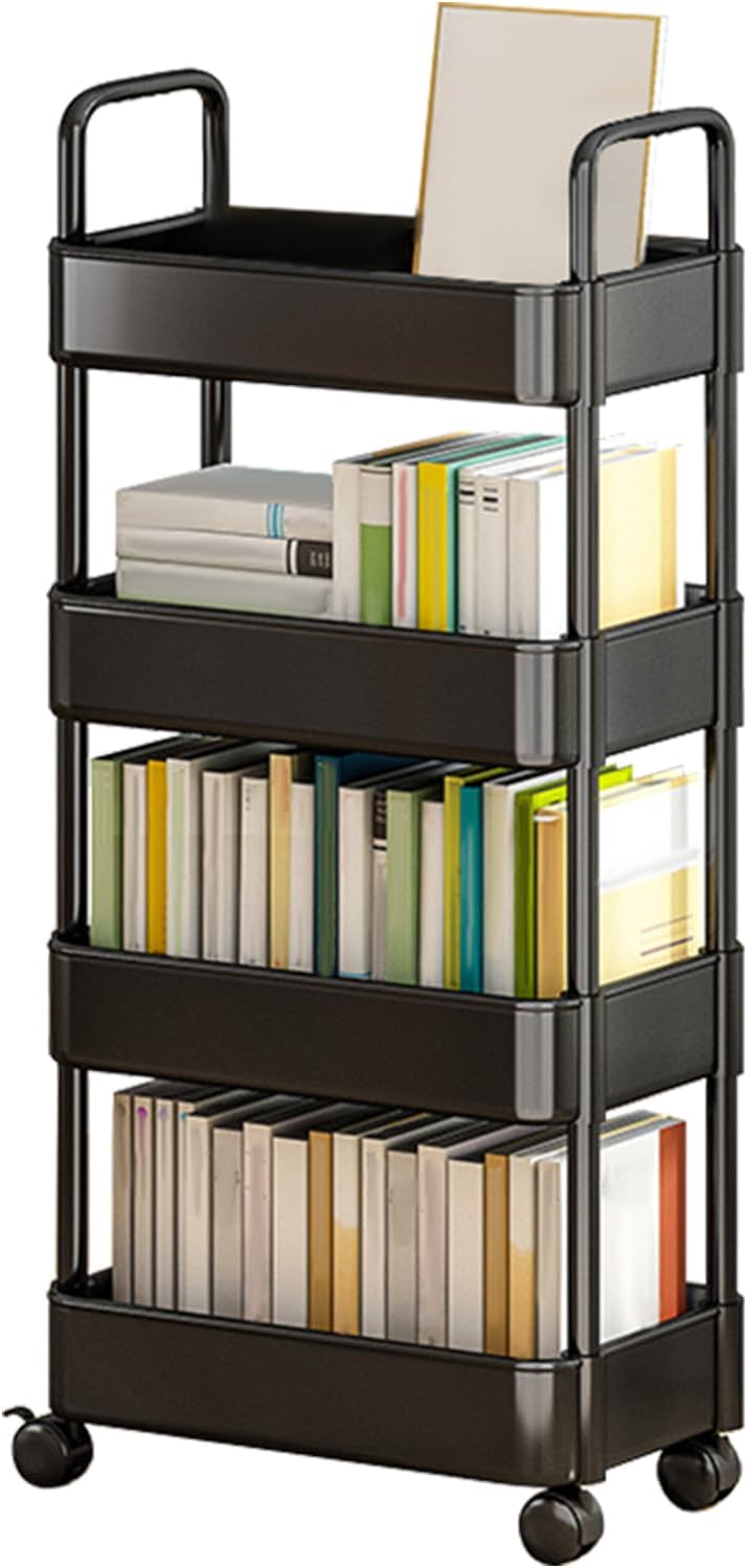 White rolling storage cart, 3-tier, for efficient home organization and multi-purpose use.