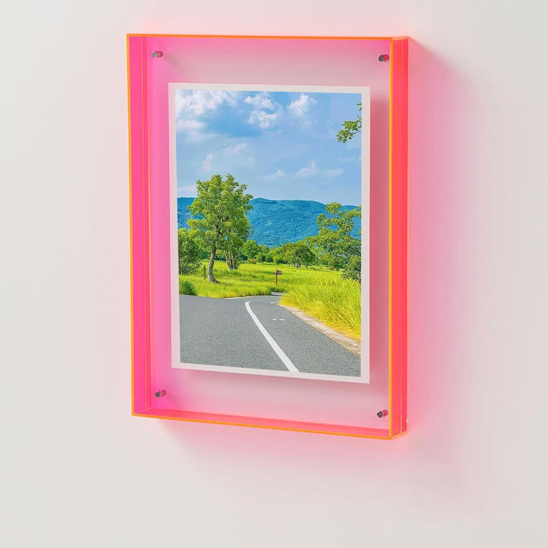 Eye-catching vibrant acrylic frame, perfect for wall or table to brighten any room.