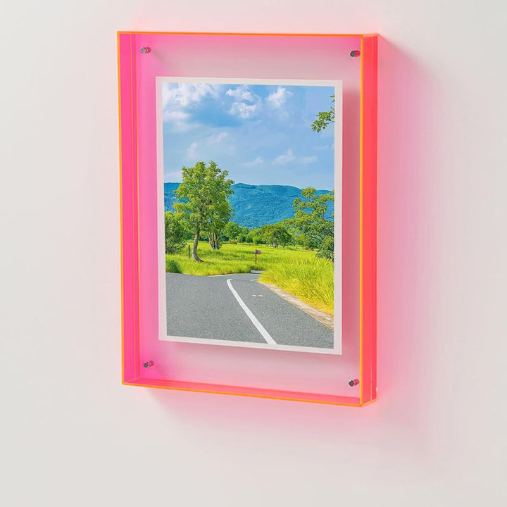 Eye-catching vibrant acrylic frame, perfect for wall or table to brighten any room.