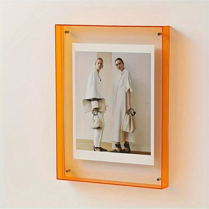 Contemporary colorful photo frame made of vibrant acrylic for stunning home art display.