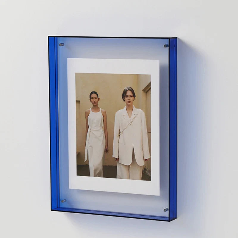 Unique vibrant acrylic photo frame, perfect for adding a pop of color to your home decor.