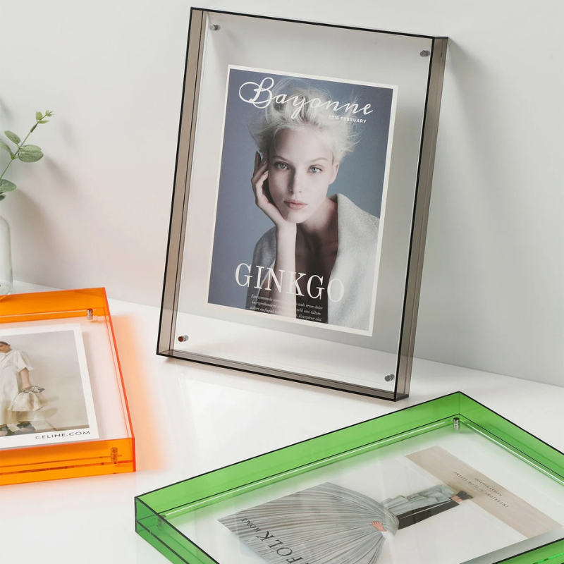 Elegant vibrant acrylic picture frame, a perfect gift for modern home decor enthusiasts.