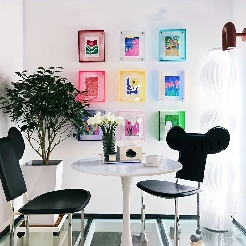 Showcase your art with a vibrant acrylic frame. Ideal for modern home and office decor.