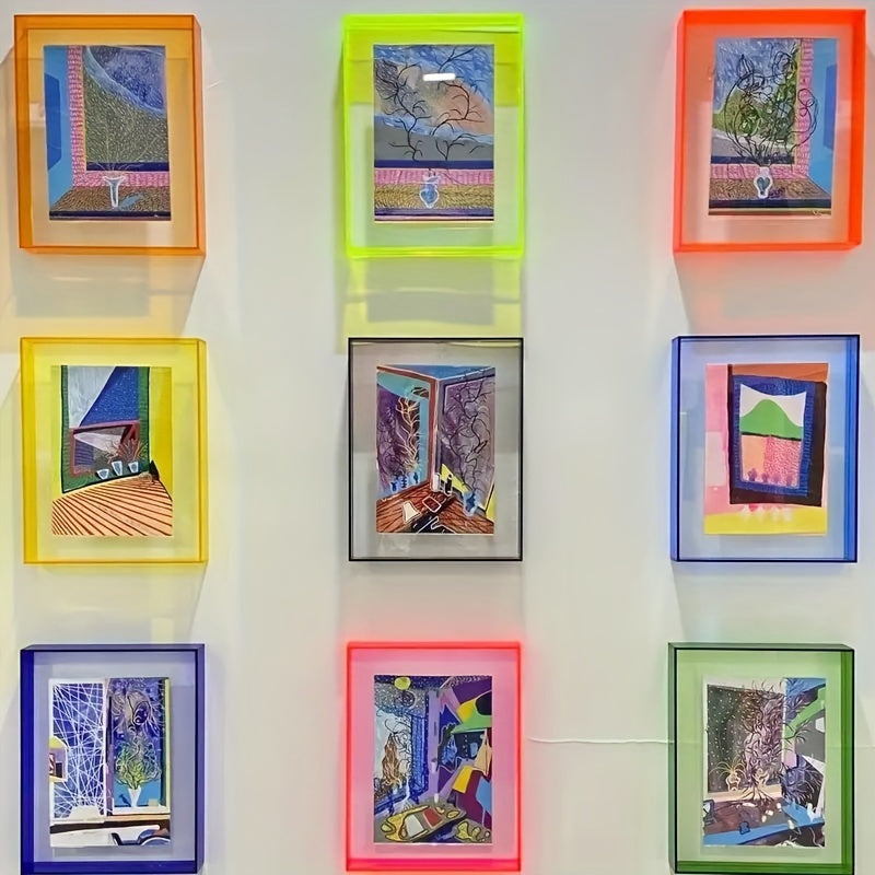 Bright colorful acrylic photo frame, a chic addition to any wall or table decor display.