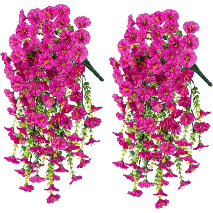 Beautiful artificial morning glory floral garland, ideal for balcony, patio, or wedding decor. Low maintenance faux flowers.