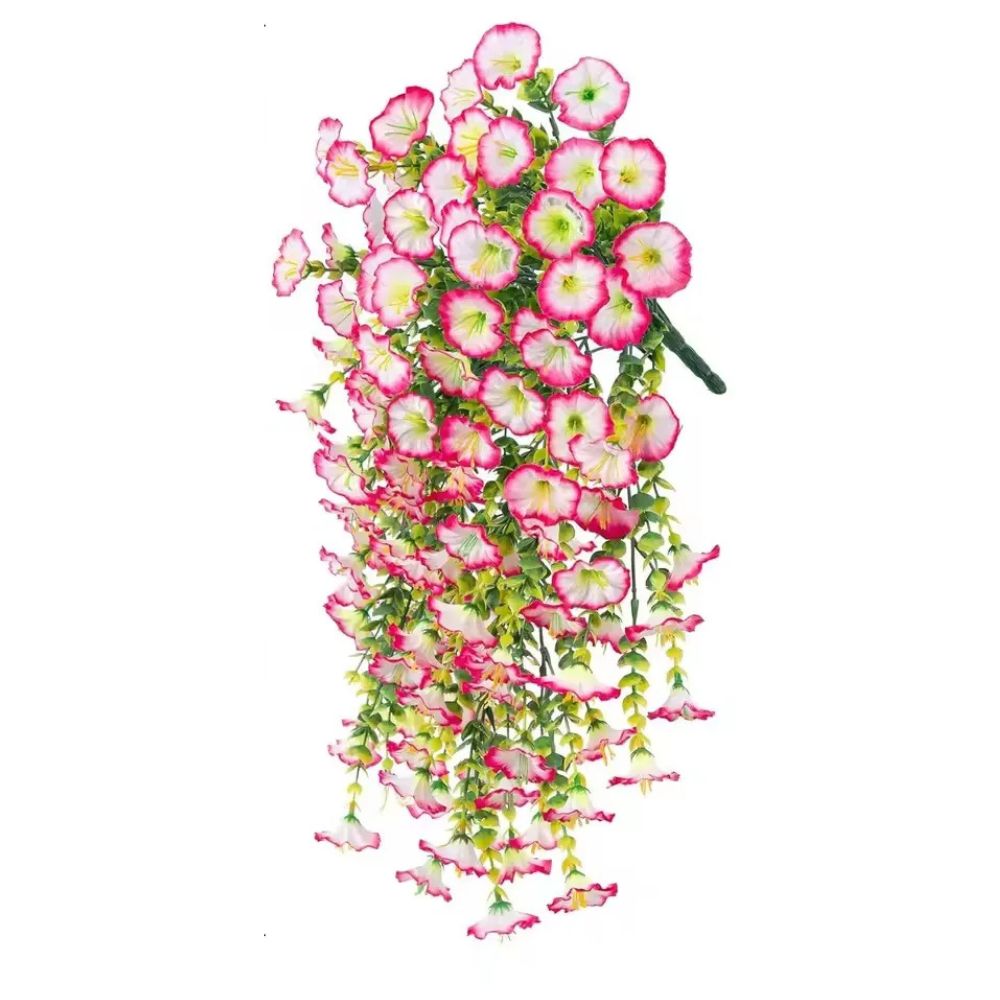 Elegant artificial morning glory hanging basket, bringing a touch of nature to any home, office, or balcony.