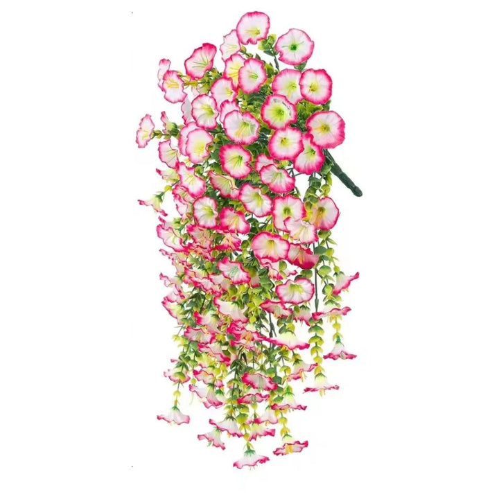Elegant artificial morning glory hanging basket, bringing a touch of nature to any home, office, or balcony.