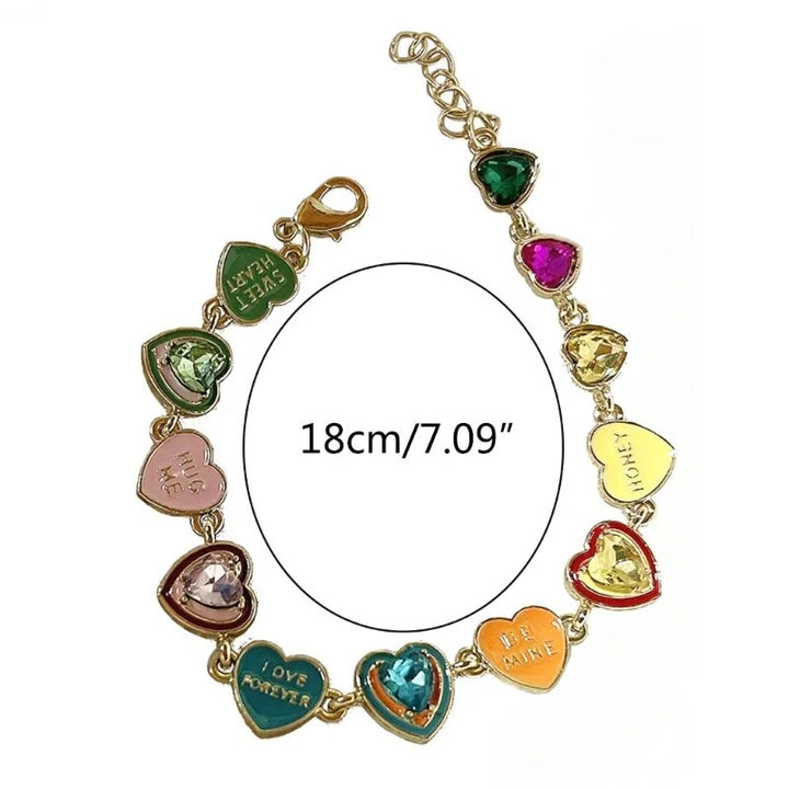 Close-up of a stylish women's vibrant drop enamel bracelet, a beautiful and adjustable fashion jewelry piece.