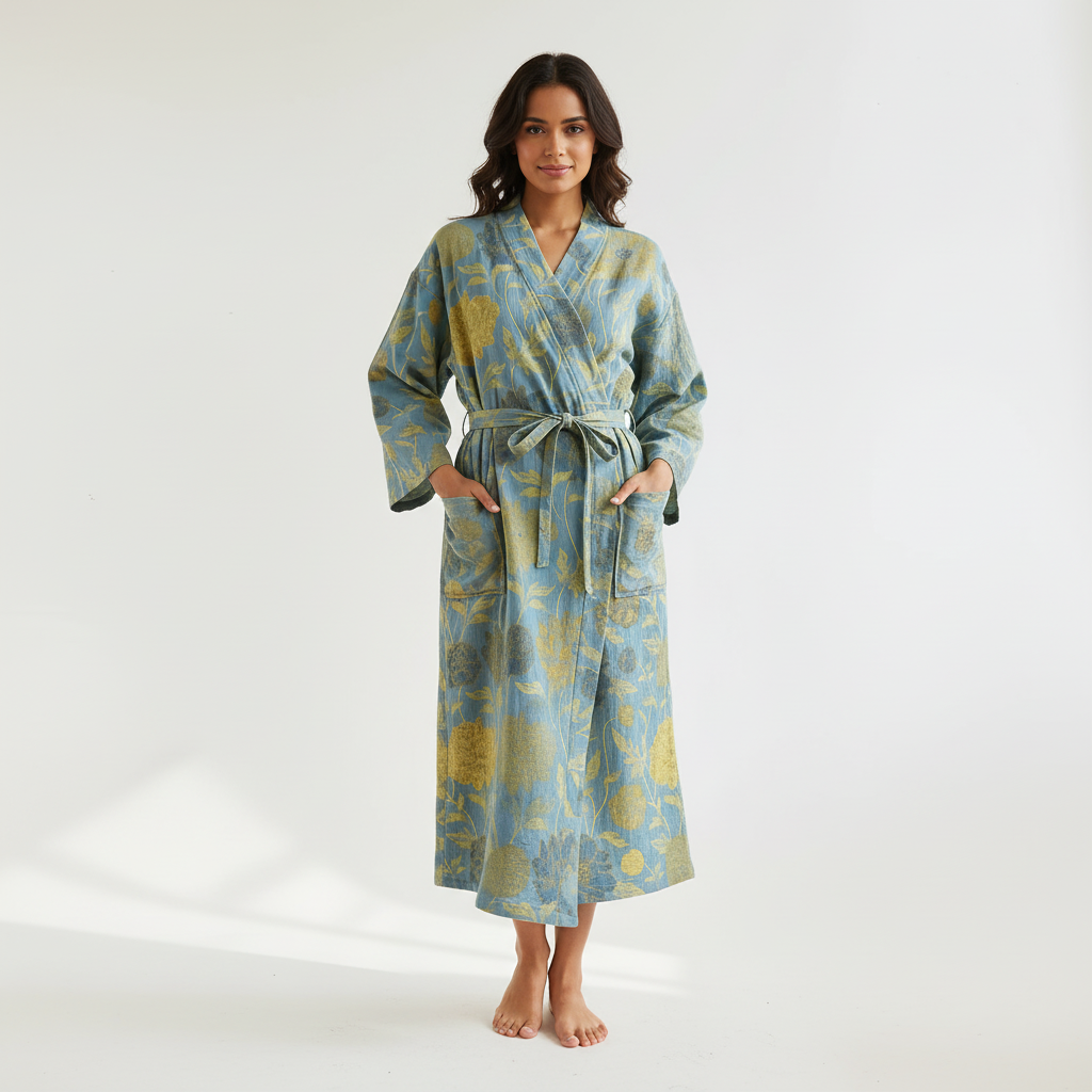 Bright BlossomRobe floral kimono for women, versatile for beach, bath, or sleep
