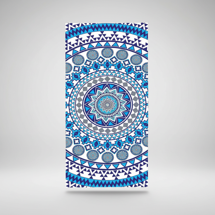 Stylish ColorPlay mandala beach towel, vibrant design, versatile for travel, beach or home