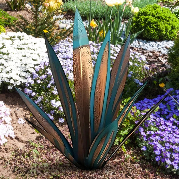 Vibrant metal Agave Americana plant, a stunning garden decor accent with zero maintenance.