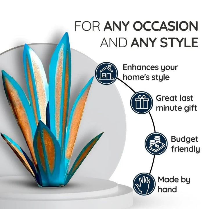 Rustic outdoor metal agave plant, a zero-maintenance decorative piece for garden living.