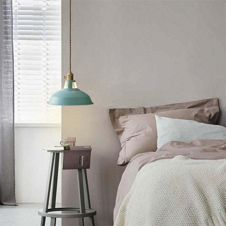 ChromaLuxe vibrant LED pendant light, modern and colorful for stylish bedroom lighting.